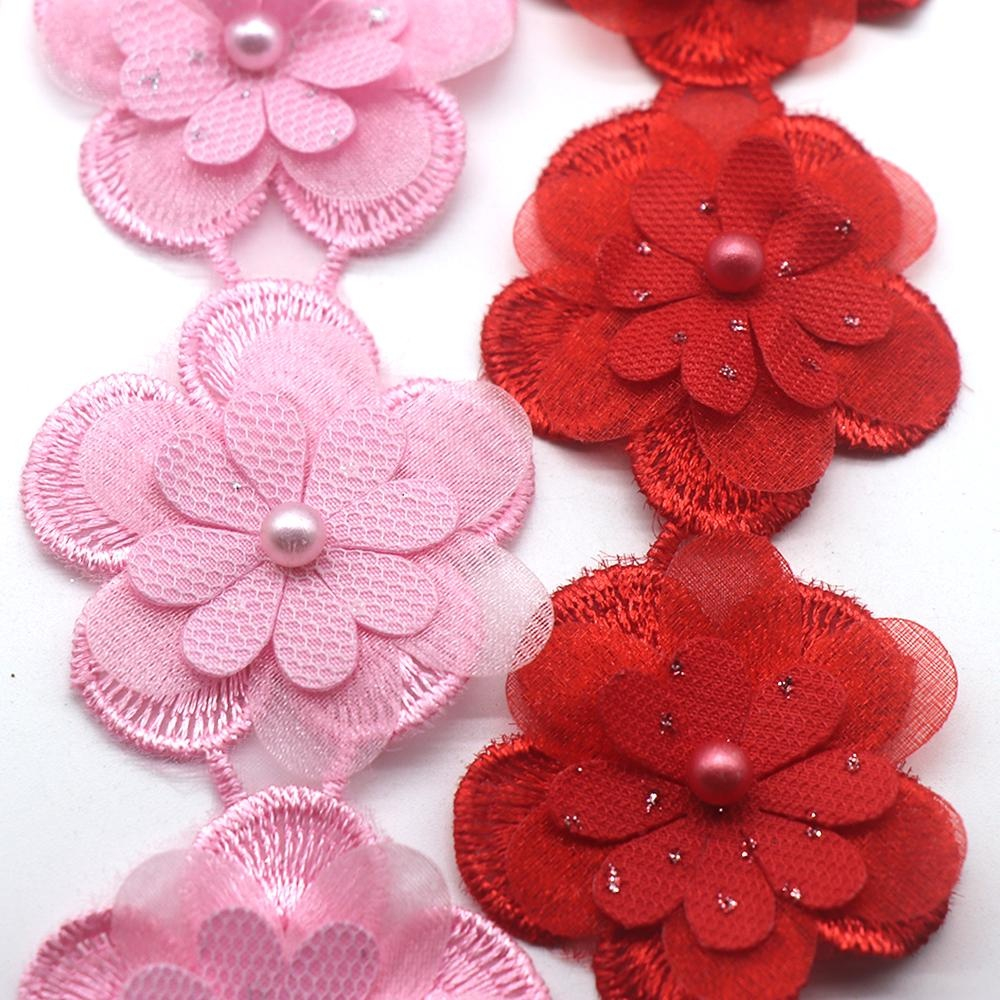 Set 10 Dải Ren Hoa Đính Ngọc Trai Giả Dùng Để Trang Trí Váy Cưới