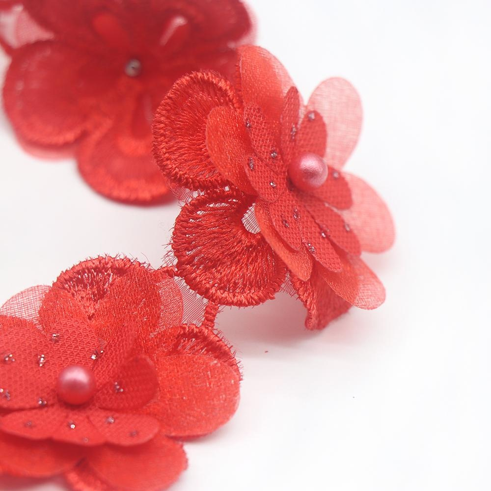 Set 10 Dải Ren Hoa Đính Ngọc Trai Giả Dùng Để Trang Trí Váy Cưới