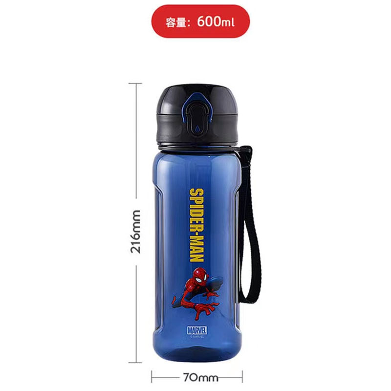 DISNEY Bình Nước 600ml In Hình Người Nhện marvel Kèm Ống Hút Tiện Dụng Cho Bé