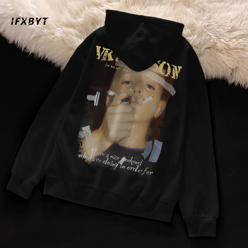 Áo Hoodie Cotton đen nam IFXBYT áo nỉ tay dài thời  trang in hình đẹp unisex 100% cotton-V0005