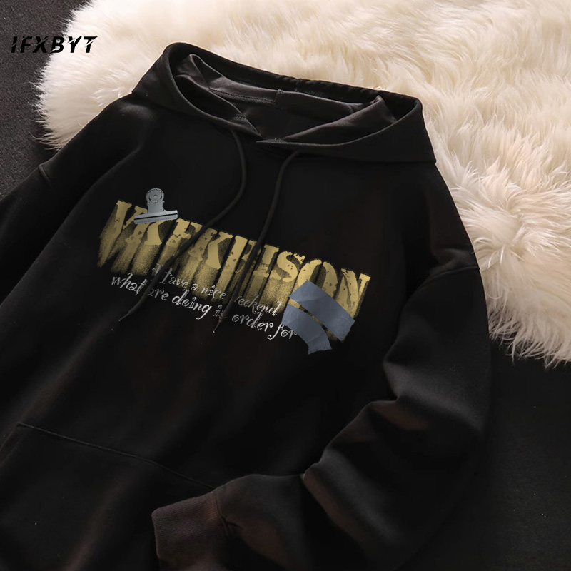 Áo Hoodie Cotton đen nam IFXBYT áo nỉ tay dài thời  trang in hình đẹp unisex 100% cotton-V0005