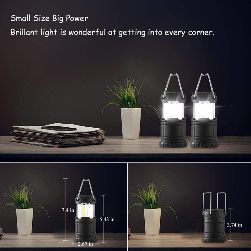 Đèn LED cắm trại 2Gói Portable Treo Collapsible Mini Đèn lồng Đèn pin LED siêu sáng Đèn LED cầm tay