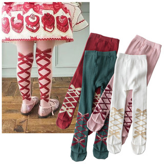 Quần tất cotton giữ ấm đính nơ phong cách hàn quốc cho bé gái