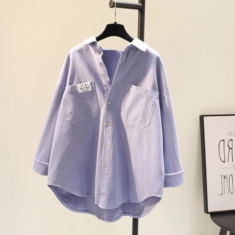 Áo Sơ Mi Nữ Dài Tay Dáng Rộng Phong Cách Hàn Quốc baju baju wanita Lenan panjang Hàng Mới Có Sẵn