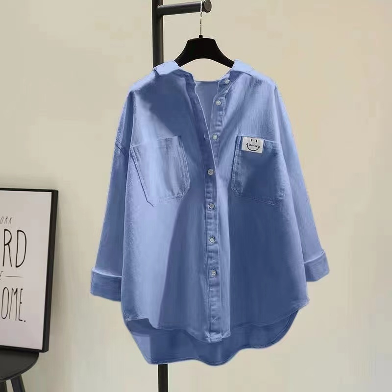 Áo Sơ Mi Nữ Dài Tay Dáng Rộng Phong Cách Hàn Quốc baju baju wanita Lenan panjang Hàng Mới Có Sẵn