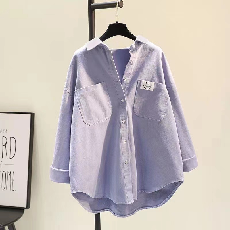 Áo Sơ Mi Nữ Dài Tay Dáng Rộng Phong Cách Hàn Quốc baju baju wanita Lenan panjang Hàng Mới Có Sẵn