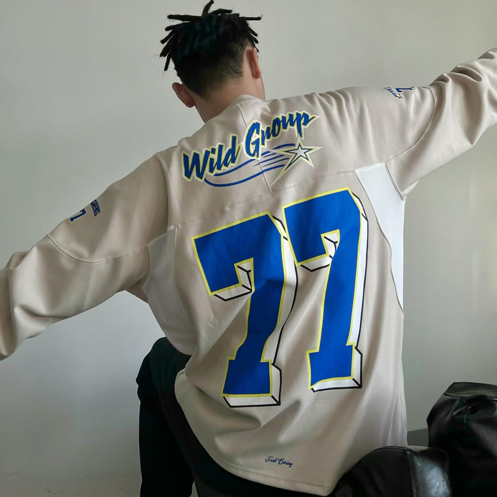 Sê-ri Trò Chơi Khúc Côn Cầu Hoang Dã Hoang Dã Không. Áo Sweater Tay Dài Phong Cách retro 77 Cho Cặp Đôi