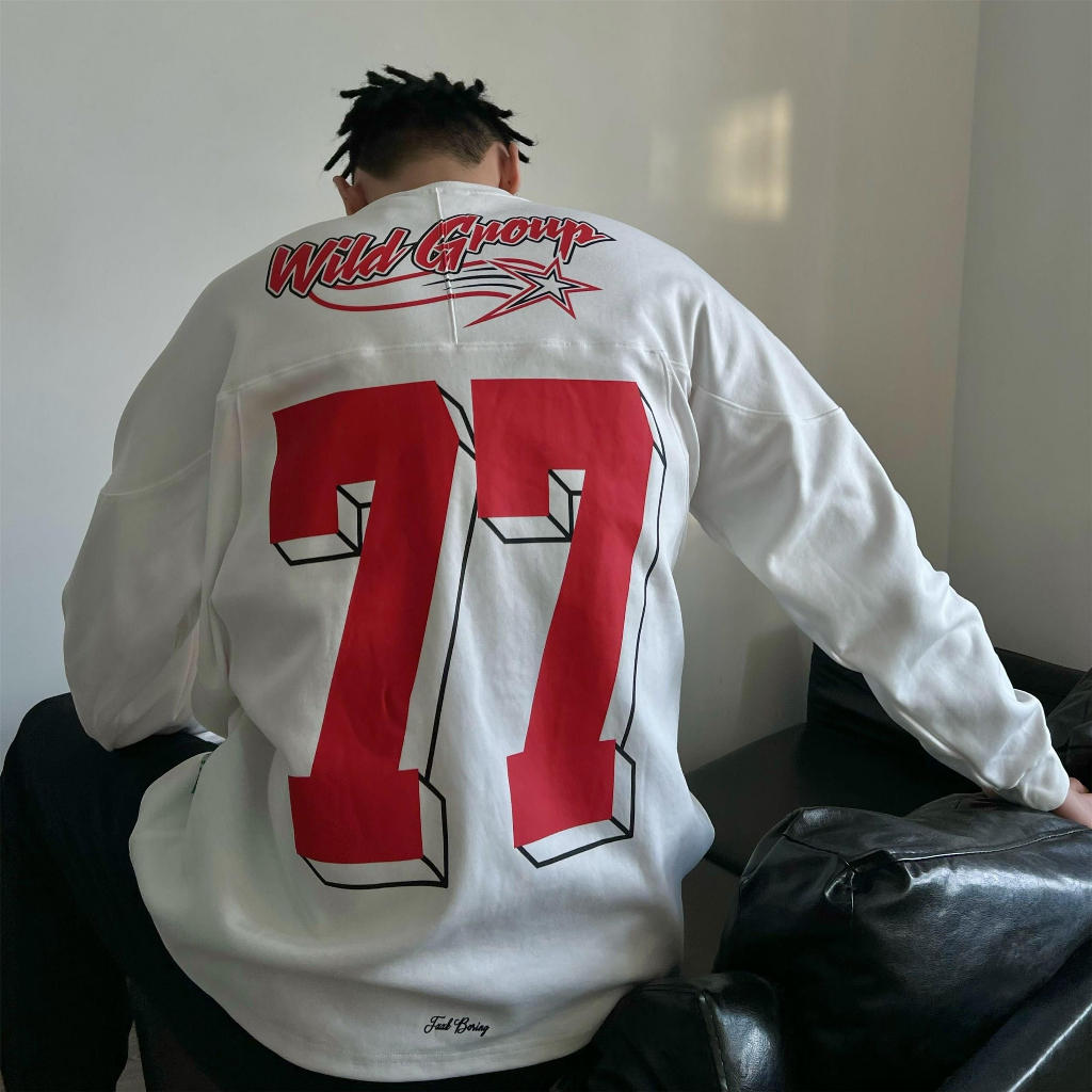 Sê-ri Trò Chơi Khúc Côn Cầu Hoang Dã Hoang Dã Không. Áo Sweater Tay Dài Phong Cách retro 77 Cho Cặp Đôi