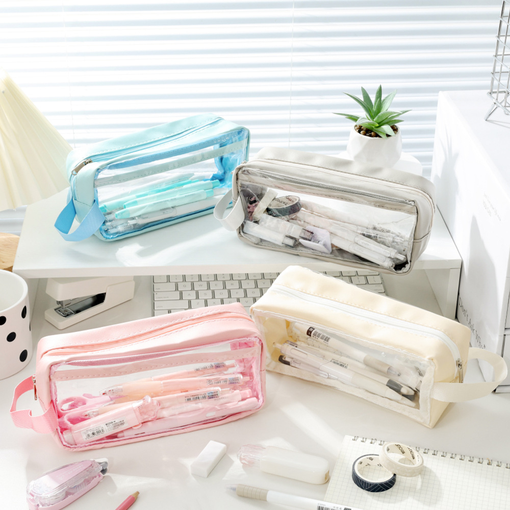 Túi Đựng Bút Trong Suốt Sức Chứa Lớn Kiểu Dáng Đơn Giản wj201
