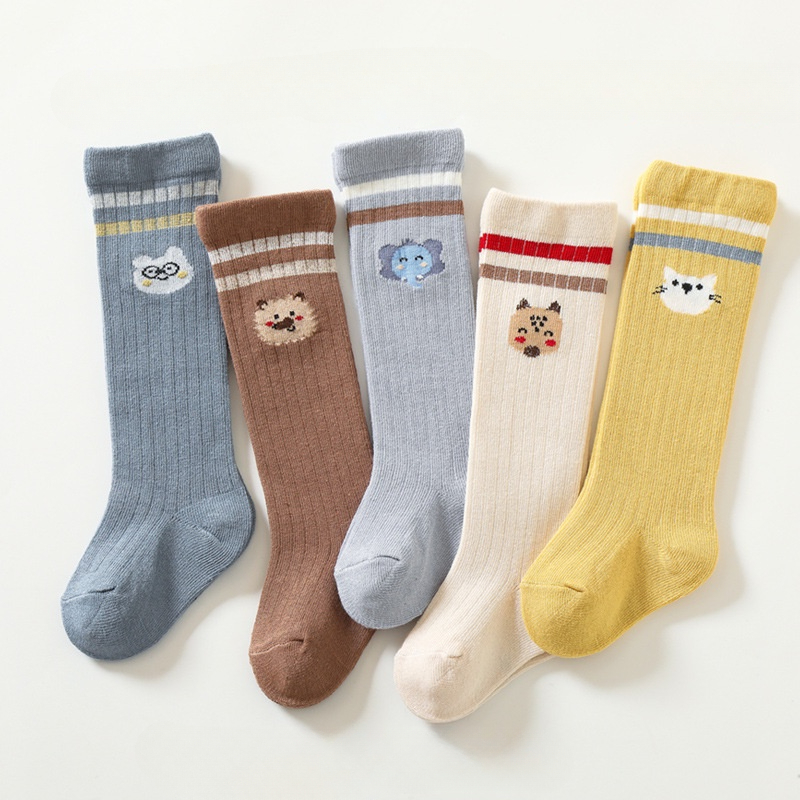 Mới Tất cotton Kẻ Sọc In Hoạt Hình Động Vật Thời Trang Thu Đông Cho Bé