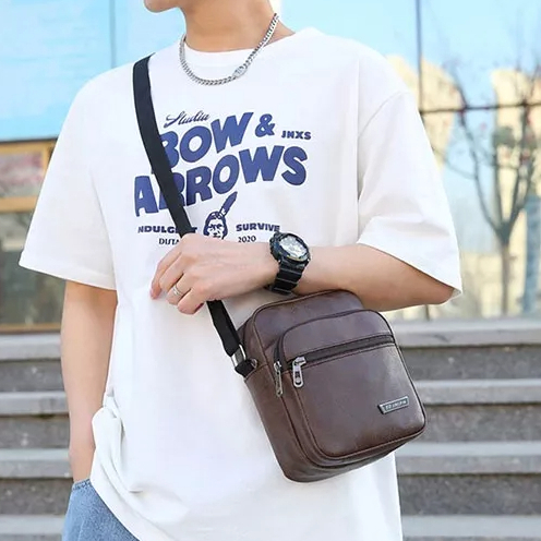 Guangluo  Túi Đeo Chéo Vai Bằng Da PU Màu Trơn Thời Trang Dành Cho Nam