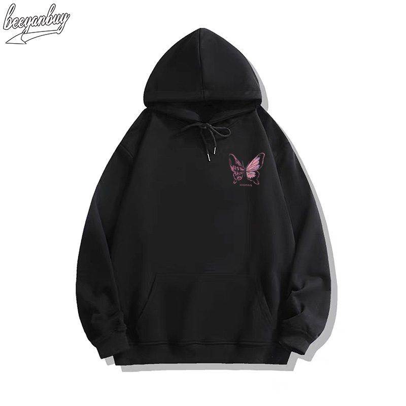 Áo Hoodie Cotton đen nam BEEYANBUY áo nỉ tay  dài thời trang đẹp in hình unisex 100% cotton-Y0488