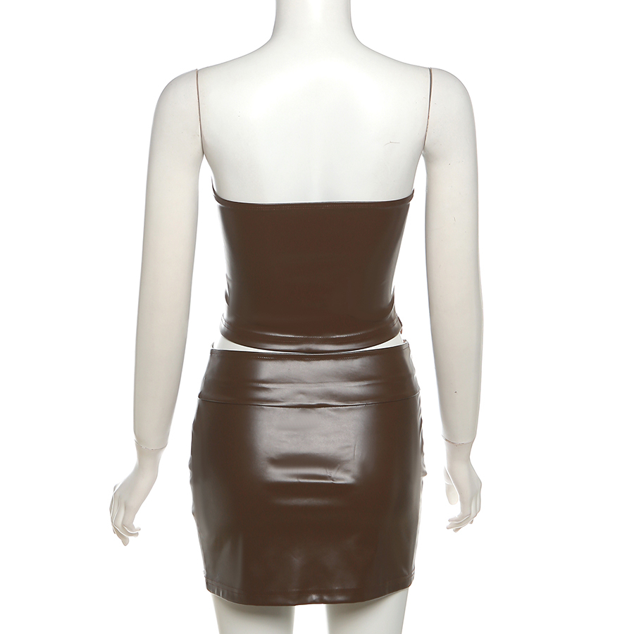 Klalien Bộ Áo Ống Không Dây + Chân Váy Mini Lưng Cao Dáng Ôm Thời Trang Mùa Hè Cá Tính Cho Nữ