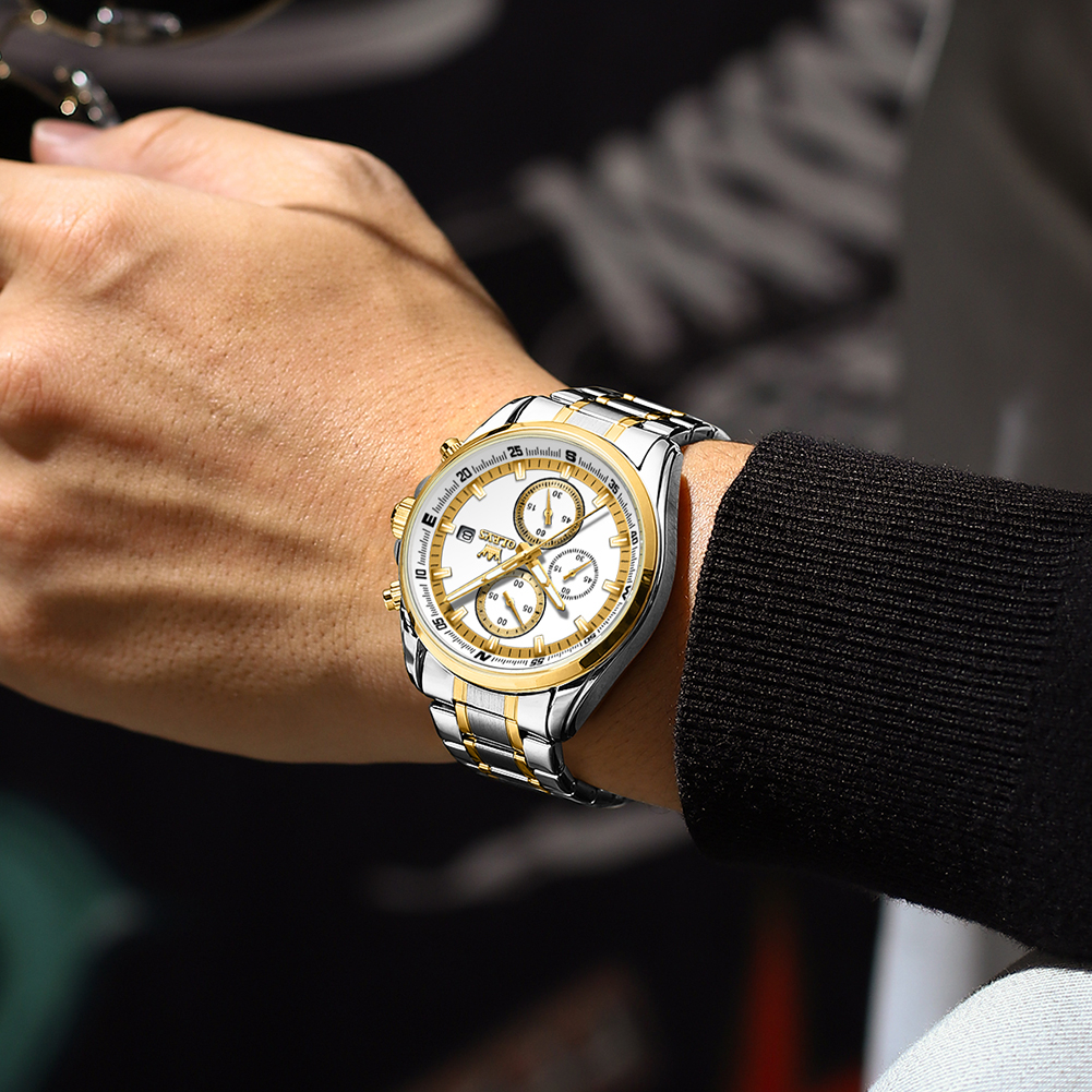 OLEVS Đồng Hồ Nam Chính Hãng Thạch Anh Dây Thép Không Gỉ Dạ Quang Chống Nước TY713