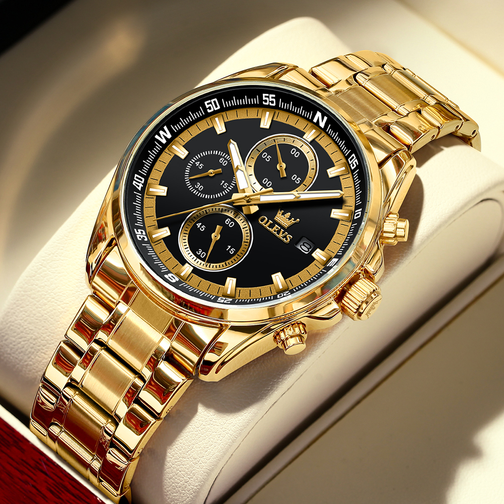 OLEVS Đồng Hồ Nam Chính Hãng Thạch Anh Dây Thép Không Gỉ Dạ Quang Chống Nước TY713