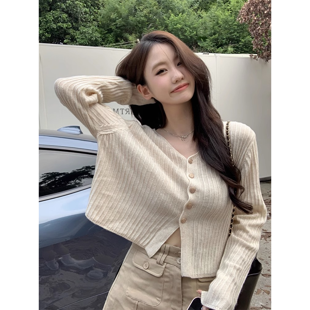 Áo Sơ Mi Tay Dài Dệt Kim Phong Cách Mới Đơn Giản Dễ Phối Đồ Thời Trang Mùa Thu Dành Cho Bạn Nữ