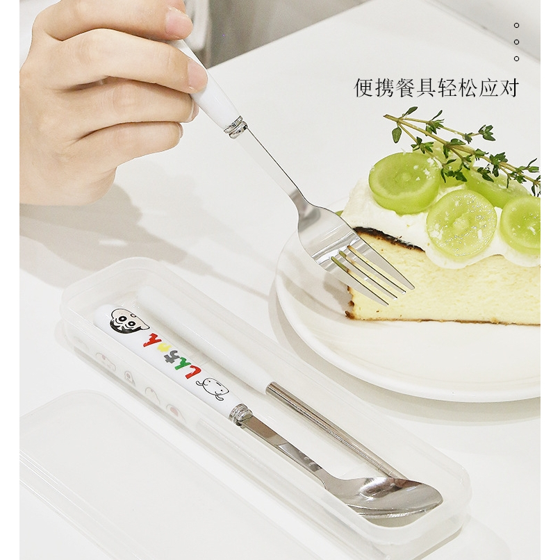 Dễ Thương Bộ Muỗng Đũa Nĩa Bằng Thép Không Gỉ Hình Cậu Bé Bút Chì shin-chan Đáng Yêu