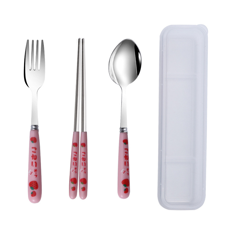 Dễ Thương Bộ Muỗng Đũa Nĩa Bằng Thép Không Gỉ Hình Cậu Bé Bút Chì shin-chan Đáng Yêu