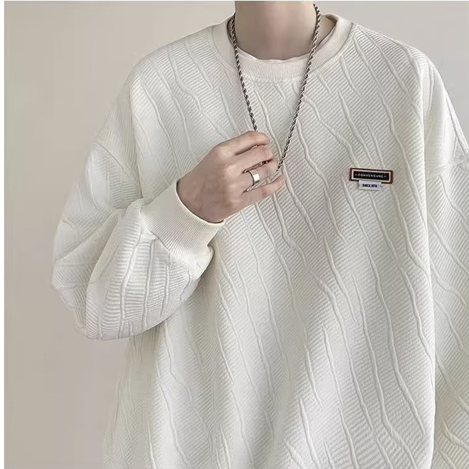 Áo sweater mã waffle nam nữ unisex dài tay phong cách hàn quốc  trẻ trung chất nỉ bông đẹp  cổ tròn tay dài in shin thời trang mùa thu cho nam và nữ