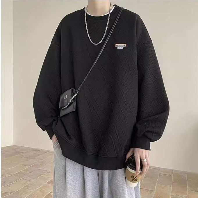 Áo sweater mã waffle nam nữ unisex dài tay phong cách hàn quốc  trẻ trung chất nỉ bông đẹp  cổ tròn tay dài in shin thời trang mùa thu cho nam và nữ