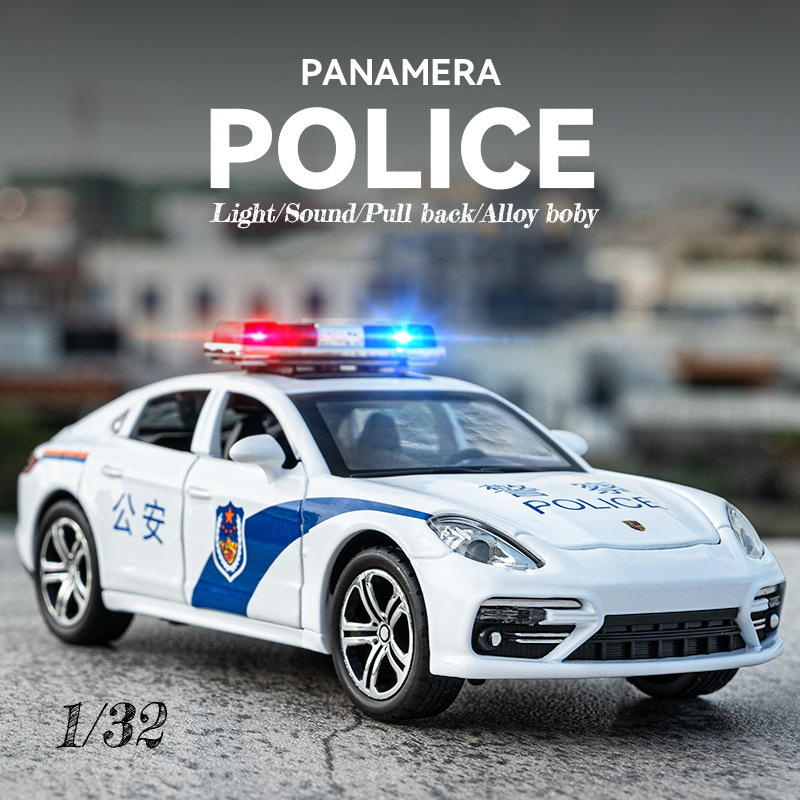 HOT WHEELS Mô Hình Xe Cảnh Sát porsche paramera Tỉ Lệ 1 / 32 Bằng Hợp Kim Kẽm Có Đèn Và Âm Thanh