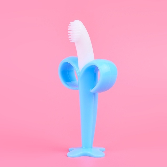 Bàn Chải Đánh Răng Bằng Silicone Không BPA Hình Quả Chuối An Toàn Cho Bé
