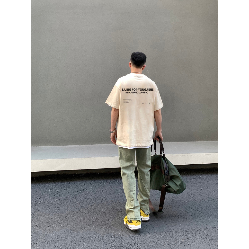 Áo Thun cotton Ngắn Tay Dáng Rộng In Hình Quả Lê Thời Trang