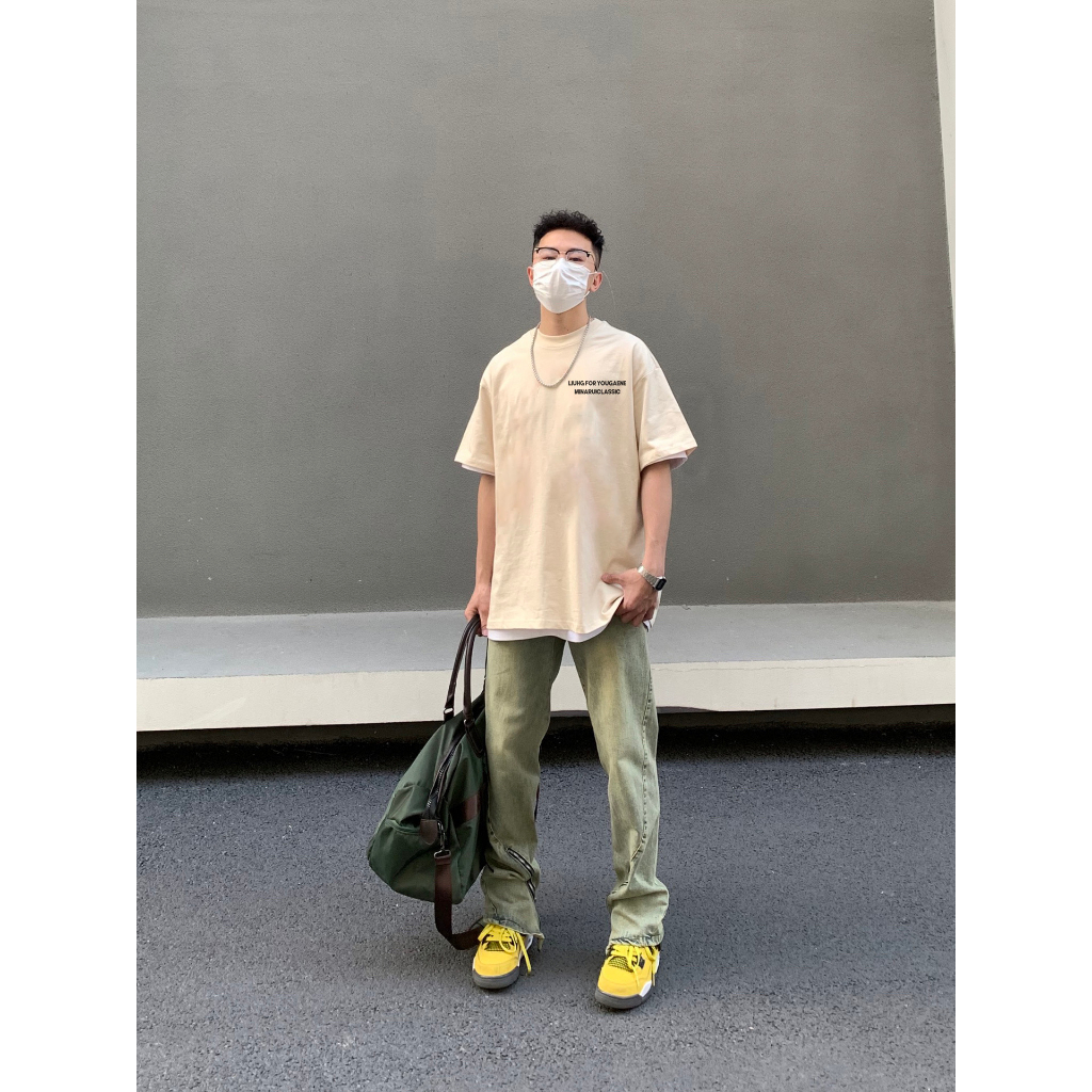 Áo Thun cotton Ngắn Tay Dáng Rộng In Hình Quả Lê Thời Trang