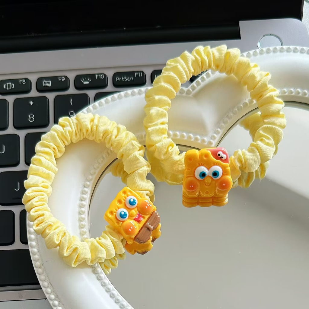 🎀 yakult 🎀Dây Cột Tóc Hình Sao Biển / Bọt Biển Màu Hồng Dễ Thương