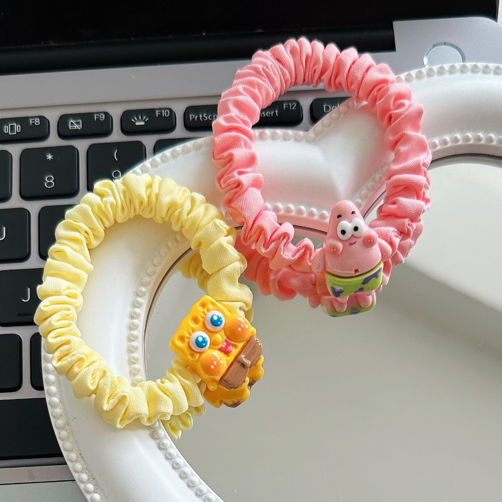 🎀 yakult 🎀Dây Cột Tóc Hình Sao Biển / Bọt Biển Màu Hồng Dễ Thương