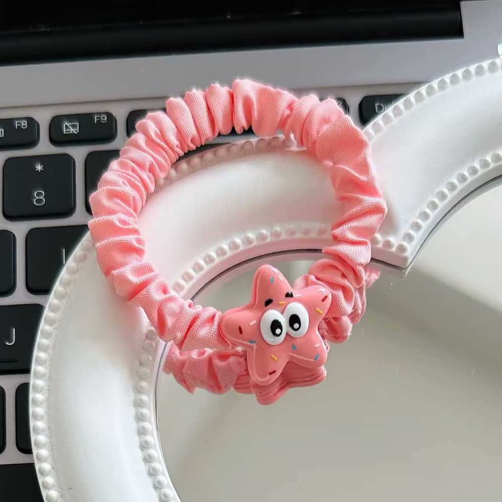 🎀 yakult 🎀Dây Cột Tóc Hình Sao Biển / Bọt Biển Màu Hồng Dễ Thương