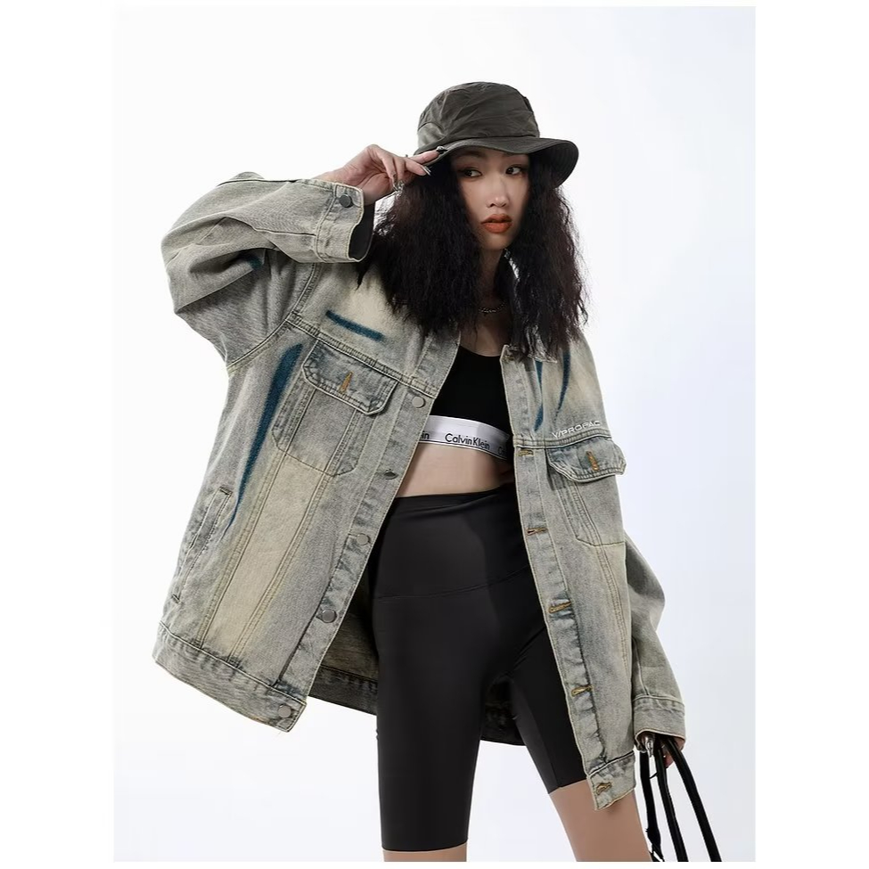 Áo Khoác Jean Form Rộng Kiểu Dáng Đơn Giản Theo Phong Cách retro Hợp Thời Trang fashion unisex áo khoác jean nam