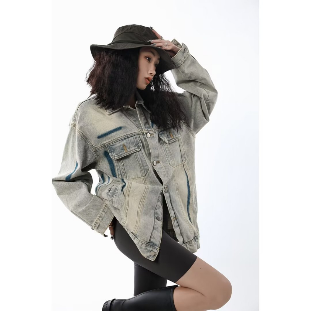 Áo Khoác Jean Form Rộng Kiểu Dáng Đơn Giản Theo Phong Cách retro Hợp Thời Trang fashion unisex áo khoác jean nam