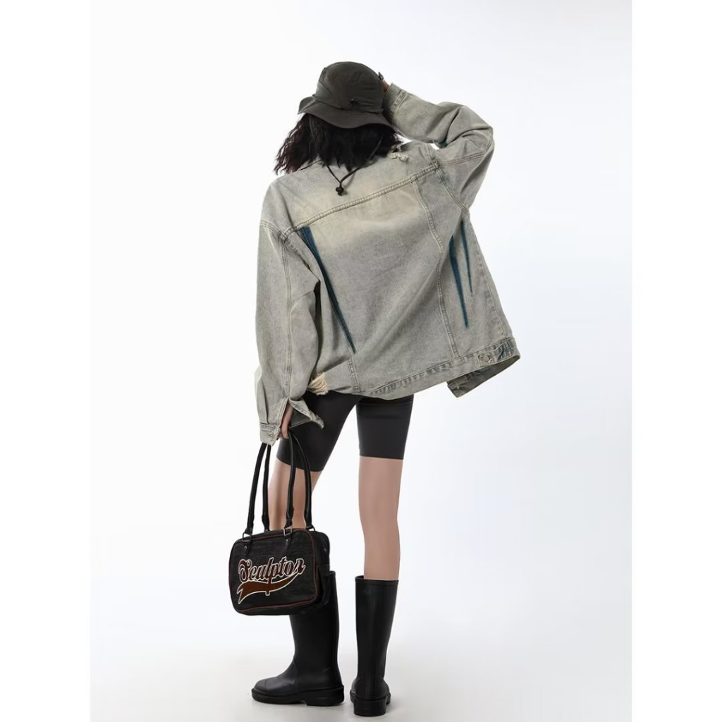 Áo Khoác Jean Form Rộng Kiểu Dáng Đơn Giản Theo Phong Cách retro Hợp Thời Trang fashion unisex áo khoác jean nam