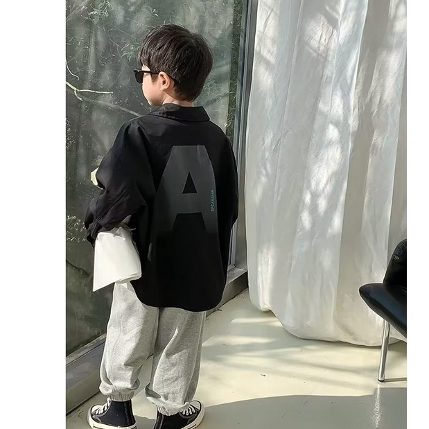 AMILA Áo Sơ Mi Tay Dài Thời Trang Mùa Thu Cho Bé Trai Trung Niên  áo khoác bé trai