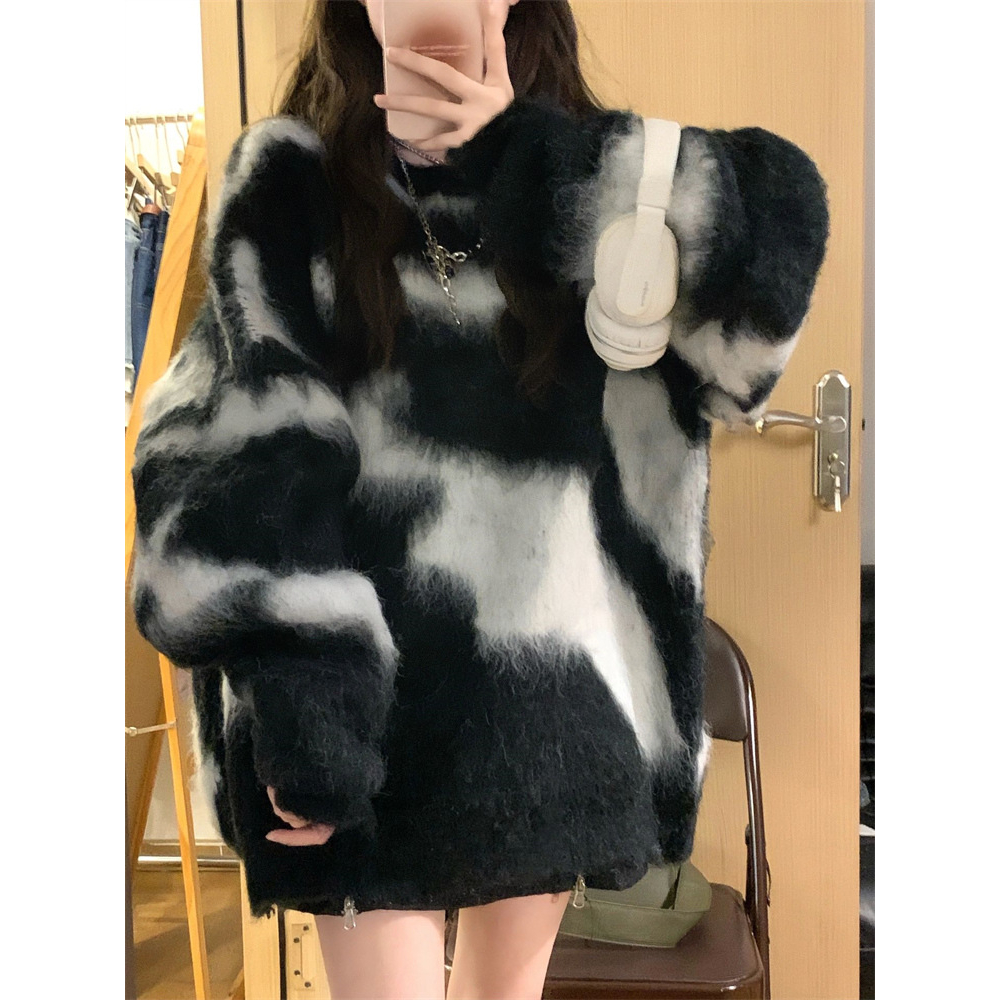 Áo sweater Dệt Kim Thiết Kế Màu Sắc Tương Phản Phong Cách retro Đường Phố Thời Trang Thu Đông 2023