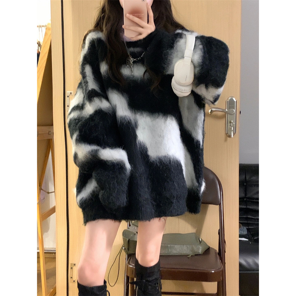 Áo sweater Dệt Kim Thiết Kế Màu Sắc Tương Phản Phong Cách retro Đường Phố Thời Trang Thu Đông 2023