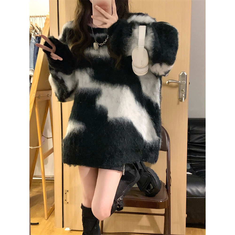 Áo sweater Dệt Kim Thiết Kế Màu Sắc Tương Phản Phong Cách retro Đường Phố Thời Trang Thu Đông 2023