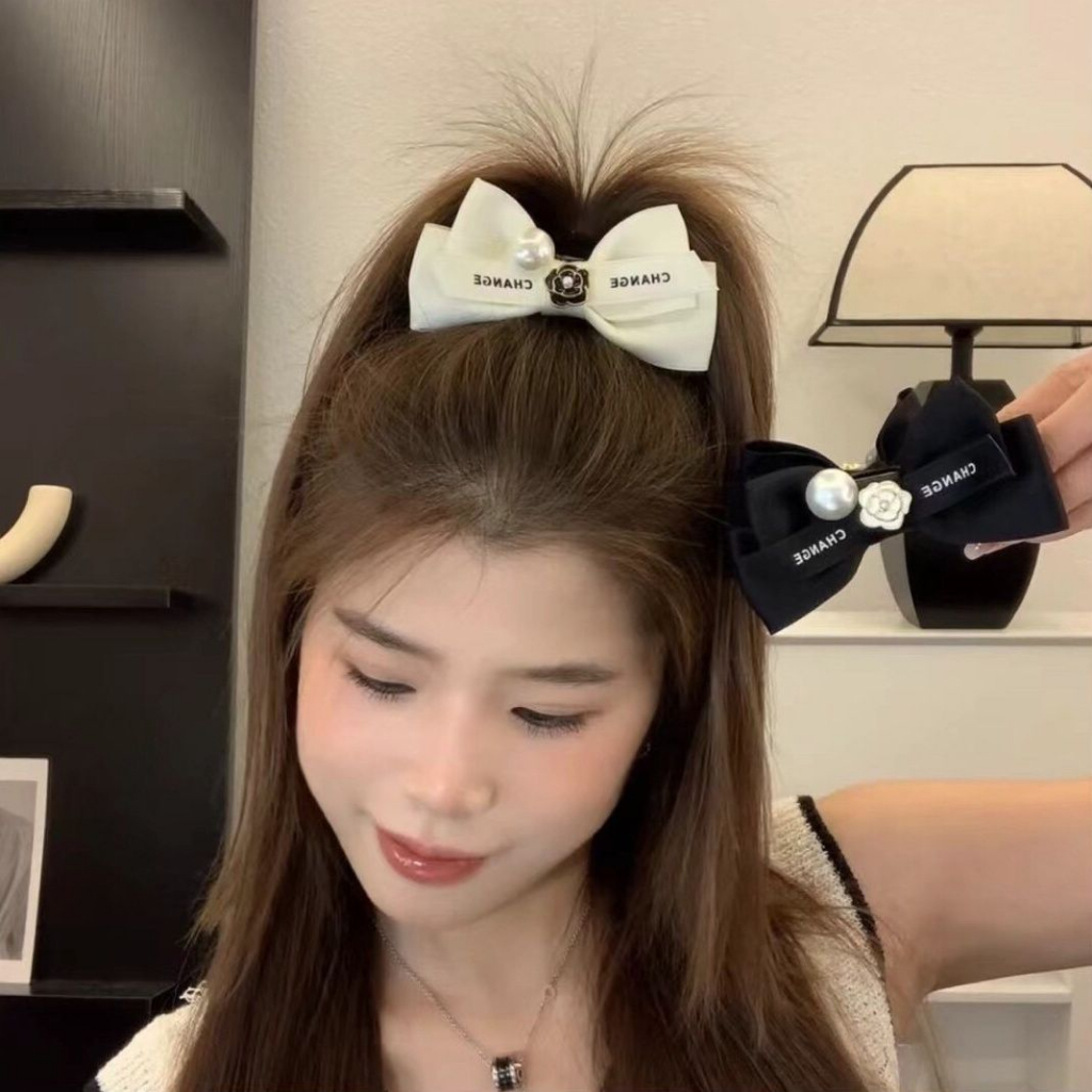 Kẹp Tóc Hình Nơ Đính Hoa Trà Dễ Thương