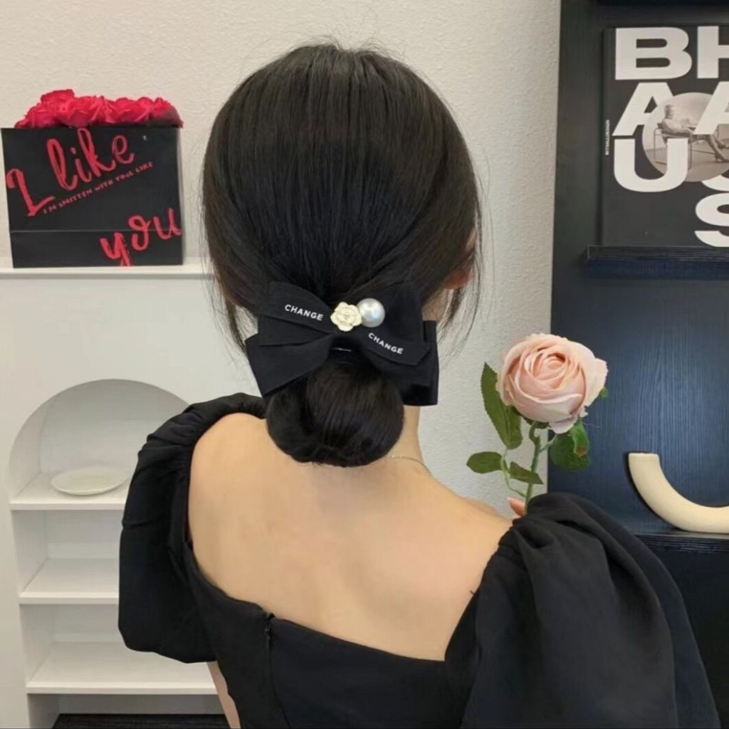 Kẹp Tóc Hình Nơ Đính Hoa Trà Dễ Thương
