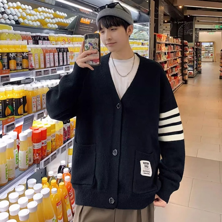 Esea Áo Khoác Dệt Kim Tay Dài Dáng Rộng Phong Cách hong kong Đơn Giản Thời Trang Thường Ngày Cho Nam Và Nữ