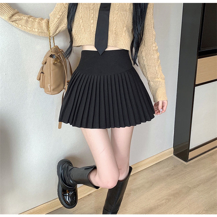 NUZIRO Chân Váy Ngắn Lưng Cao Xếp Ly Màu Trơn Thời Trang Hàn Quốc Cho Nữ