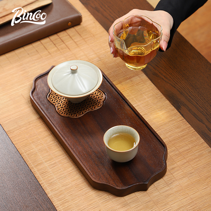 Bincoo Khay Trà Màu Đen Óc Chó Phong Cách Trung Hoa Độc Đáo