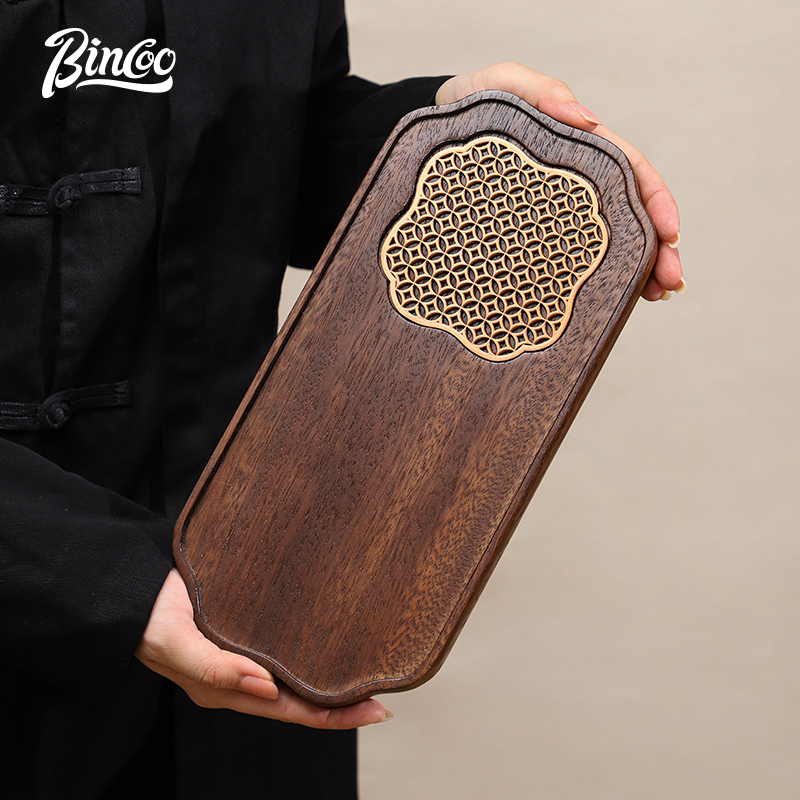 Bincoo Khay Trà Màu Đen Óc Chó Phong Cách Trung Hoa Độc Đáo