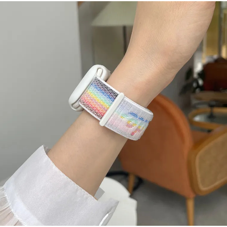 Dây đeo sợi nylon phong cách thể thao cho AW iiWatch Series 9 8 7 SE 6 5 4 3 2 1 Ultra 49mm for smart Watch 45mm 41mm 44mm 40mm 42mm 38mm Ultra2