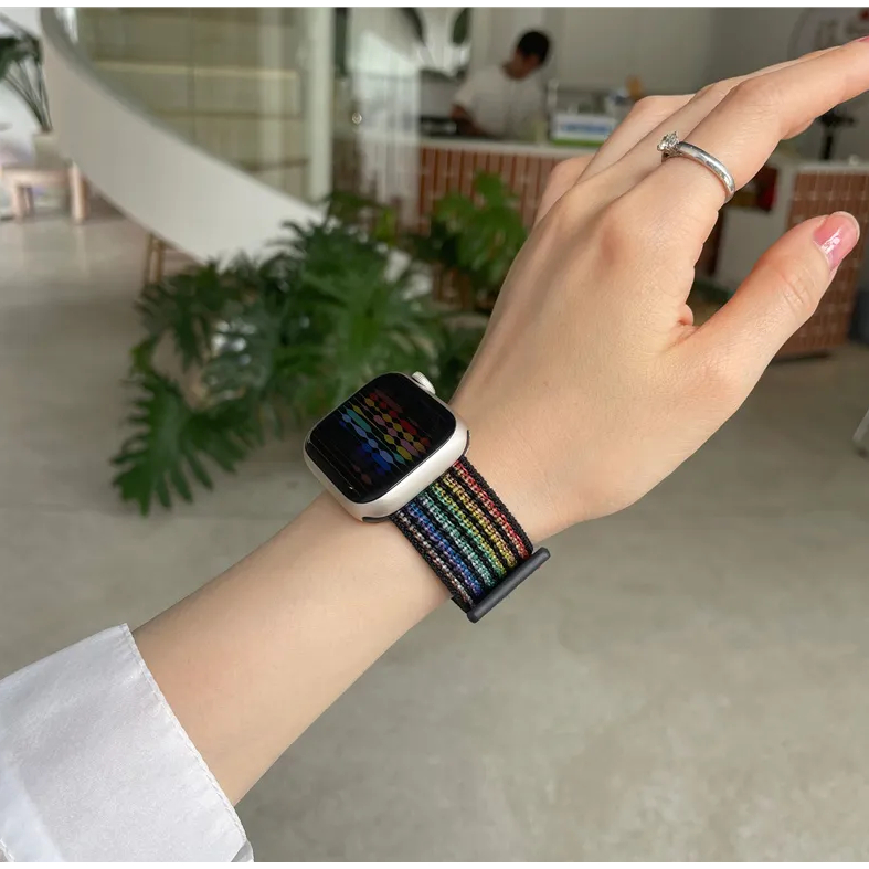 Dây đeo sợi nylon phong cách thể thao cho AW iiWatch Series 9 8 7 SE 6 5 4 3 2 1 Ultra 49mm for smart Watch 45mm 41mm 44mm 40mm 42mm 38mm Ultra2