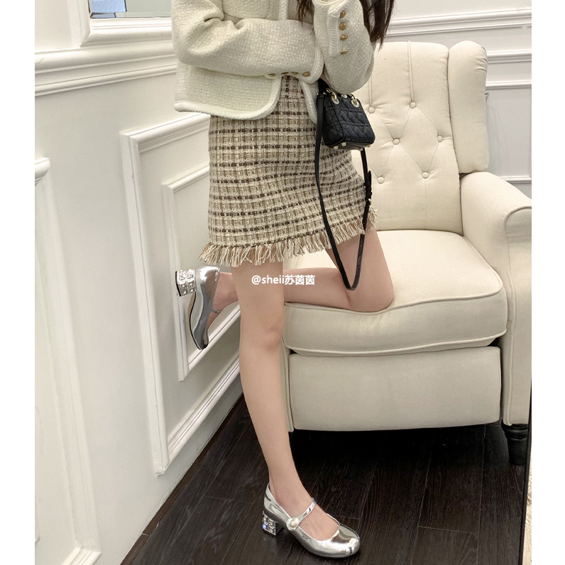 Hong Kong Premium shoes❥Giày Cao Gót Mũi Tròn Đính Đá Thời Trang Dành Cho Nữ