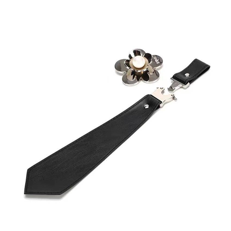 Cà Vạt Giả Da Đính Nơ Màu Bạc Phong Cách Punk Gothic Cho Nữ