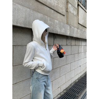 「motel7」áo hoodie dài tay phối khóa kéo thời trang thu đông