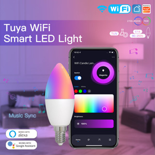 Wifi Thông Minh Bóng Đèn LED E14 Đèn Nến 16Million RGBCCT 2700-6500K Có Thể Điều Chỉnh Độ Sáng Candelabra Ánh Sáng Tuya Alexa Google 200-240V 5W